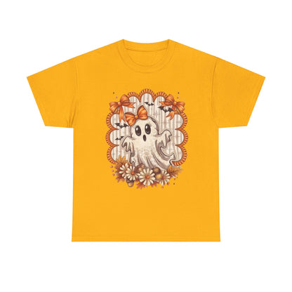 Fall Ghost Unisex Cotton Tee, Halloween Shirt, Autumn Fashion, Cute Ghost Apparel, Gift for Spooky Season