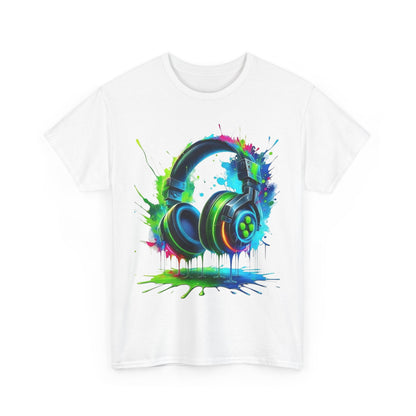 Colorful Headphones Tee, Unisex Music Lover T-Shirt, Perfect Gift for Musicians, Vibrant Graphic Cotton Shirt, Fun Casual Wear