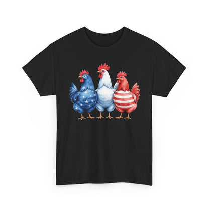 Patriotic Chicken Tee - Cute Farm Animal Shirt, Summer BBQ, Independence Day, Gift for Friends, Unisex Casual Wear