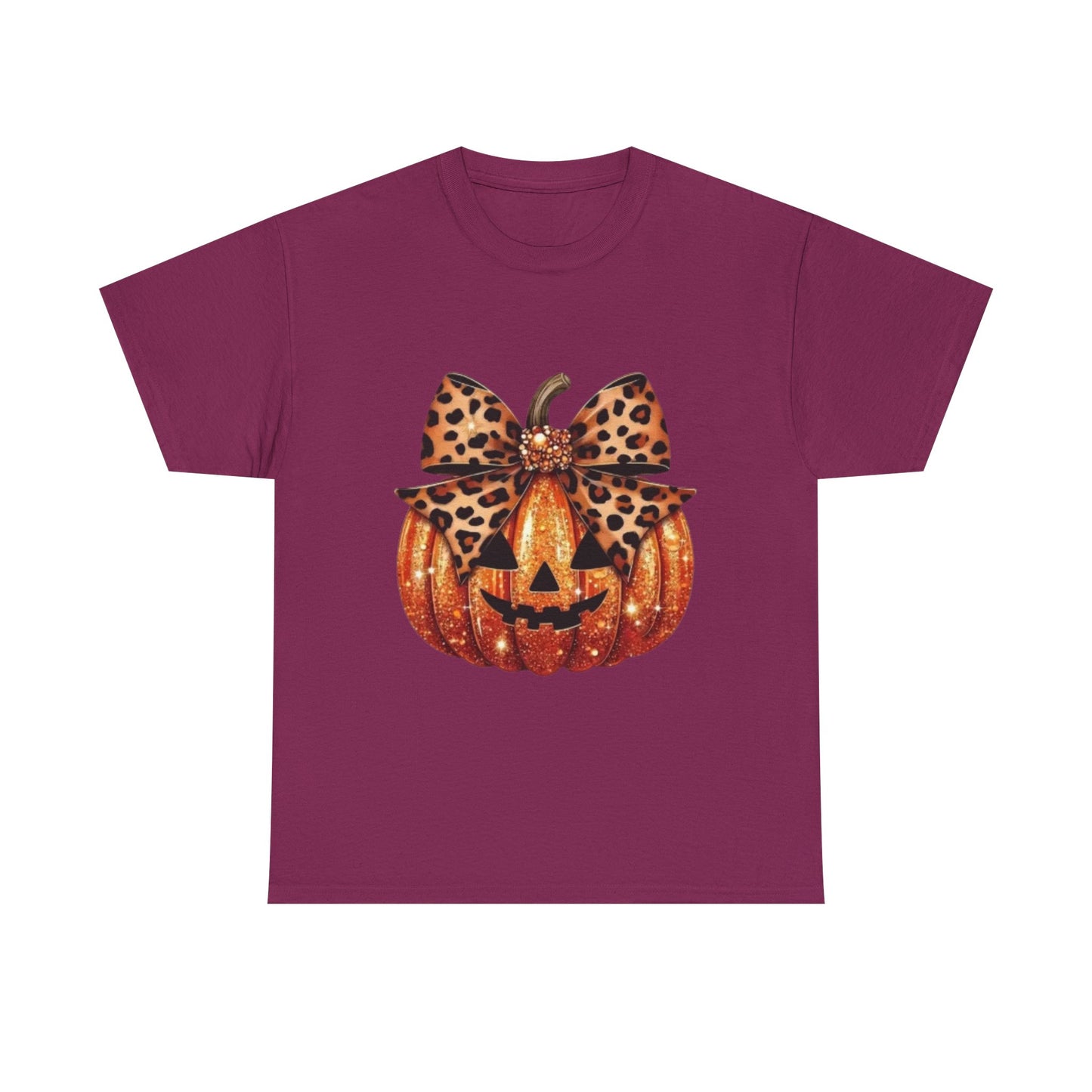 Leopard Bow Pumpkin Tee, Cute Halloween Shirt, Fall Fashion, Unisex Graphic Tee, Autumn Apparel, Pumpkin Lover Gift