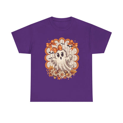 Fall Ghost Unisex Cotton Tee, Halloween Shirt, Autumn Fashion, Cute Ghost Apparel, Gift for Spooky Season