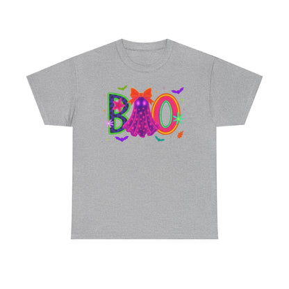 BOO Halloween Unisex Heavy Cotton Tee, Funny Costume Shirt, Ghost Party T-Shirt, Spooky Graphic Tee, Fall Seasonal Apparel