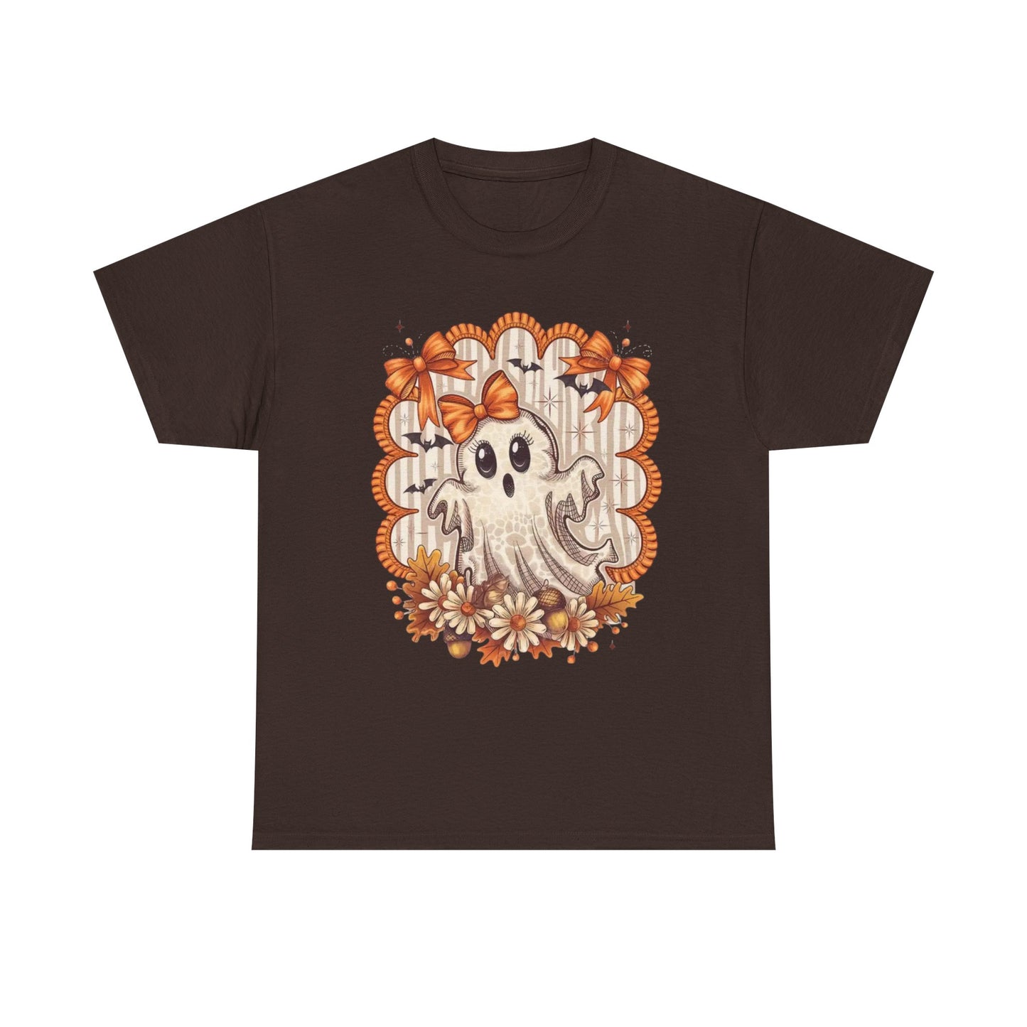 Fall Ghost Unisex Cotton Tee, Halloween Shirt, Autumn Fashion, Cute Ghost Apparel, Gift for Spooky Season