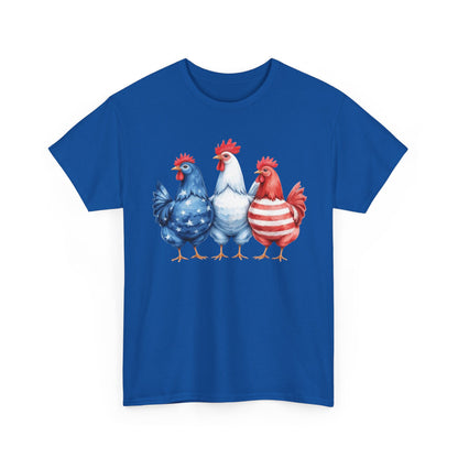 Patriotic Chicken Tee - Cute Farm Animal Shirt, Summer BBQ, Independence Day, Gift for Friends, Unisex Casual Wear