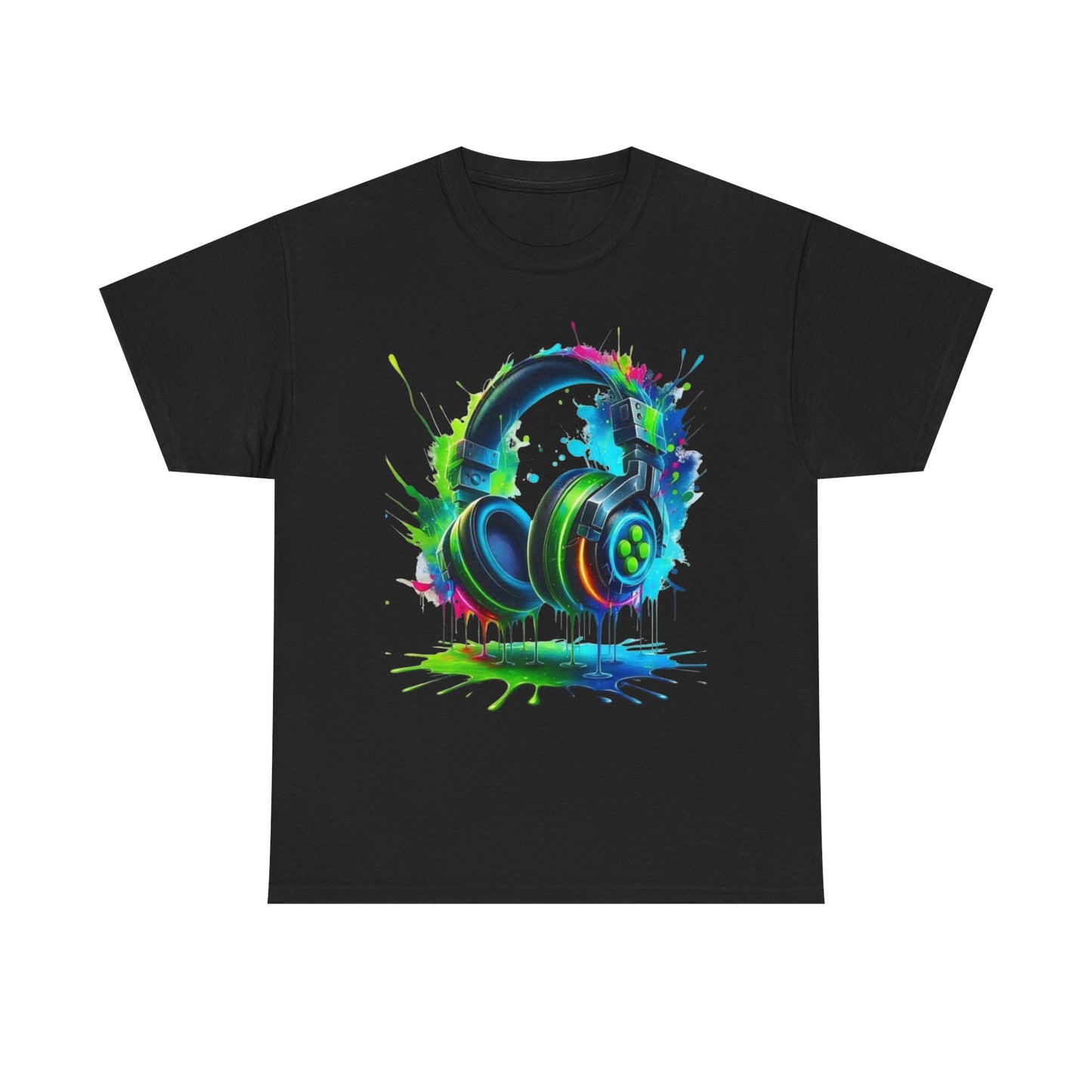 Colorful Headphones Tee, Unisex Music Lover T-Shirt, Perfect Gift for Musicians, Vibrant Graphic Cotton Shirt, Fun Casual Wear
