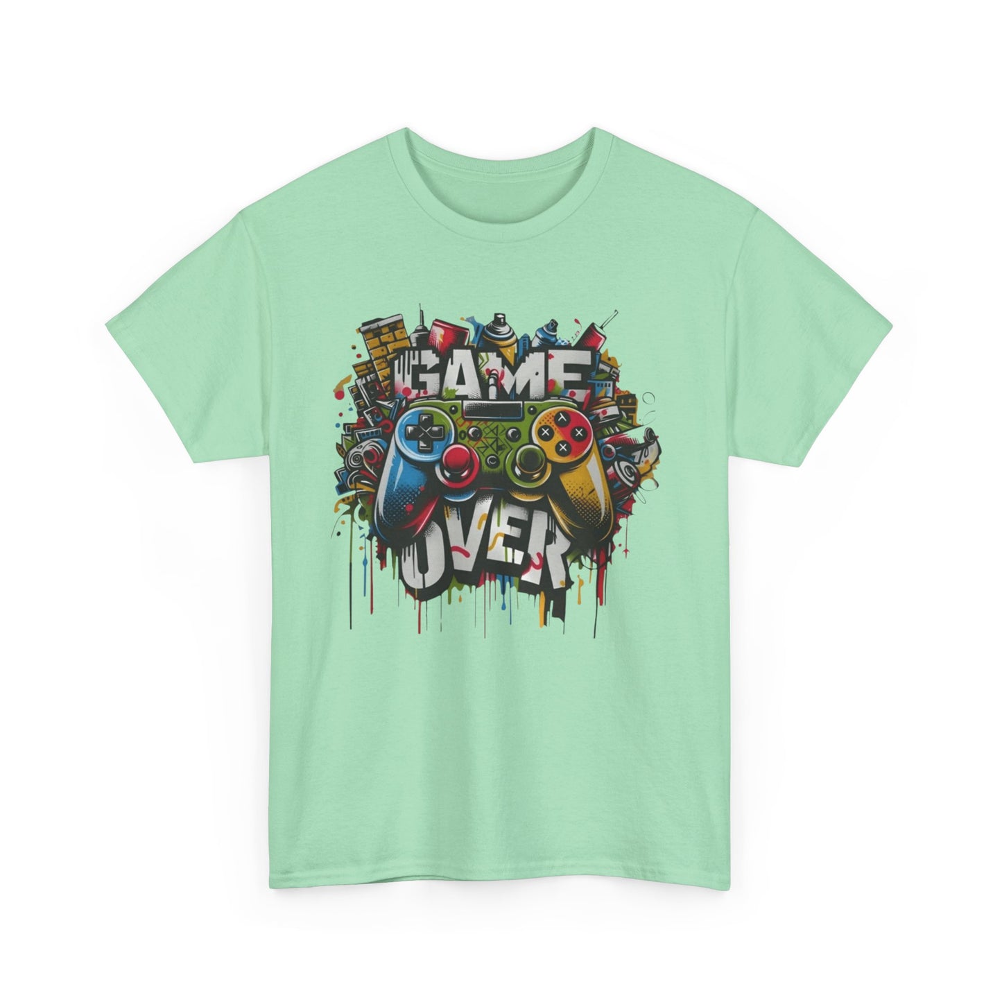 Game Over Unisex Heavy Cotton Tee, Gamer Shirt, Video Game Apparel, Casual Wear, Perfect Gift for Gamers, Birthday Gift, Fun Tee