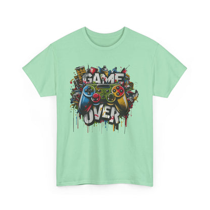 Game Over Unisex Heavy Cotton Tee, Gamer Shirt, Video Game Apparel, Casual Wear, Perfect Gift for Gamers, Birthday Gift, Fun Tee