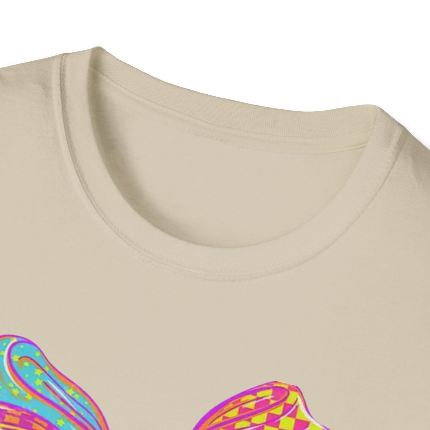 Colorful Bow Graphic Unisex T-Shirt, Fun Graphic Tee, Stylish Casual Wear, Perfect Gift for Birthdays, Festivals, and Celebrations