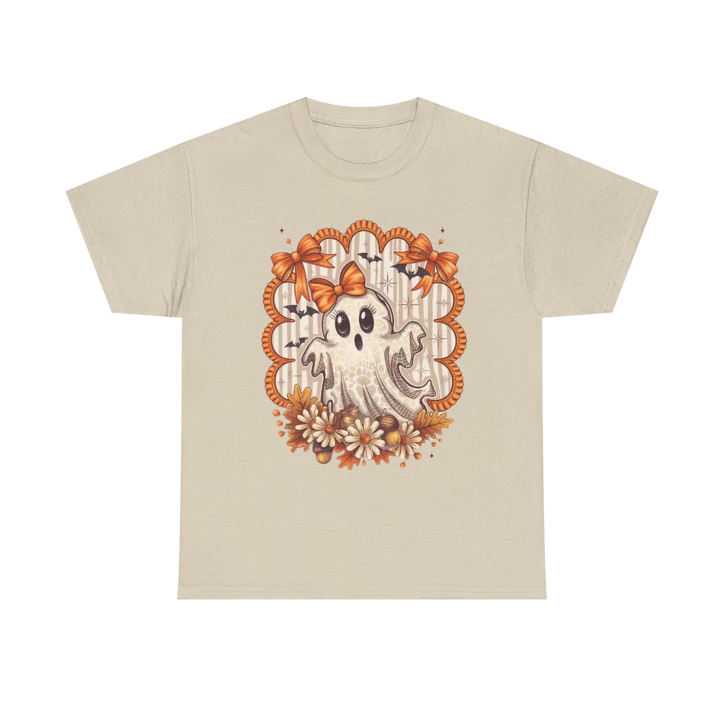 Fall Ghost Unisex Cotton Tee, Halloween Shirt, Autumn Fashion, Cute Ghost Apparel, Gift for Spooky Season