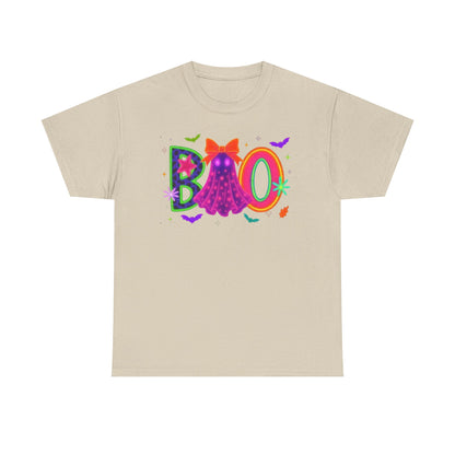 BOO Halloween Unisex Heavy Cotton Tee, Funny Costume Shirt, Ghost Party T-Shirt, Spooky Graphic Tee, Fall Seasonal Apparel