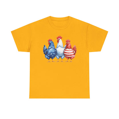Patriotic Chicken Tee - Cute Farm Animal Shirt, Summer BBQ, Independence Day, Gift for Friends, Unisex Casual Wear