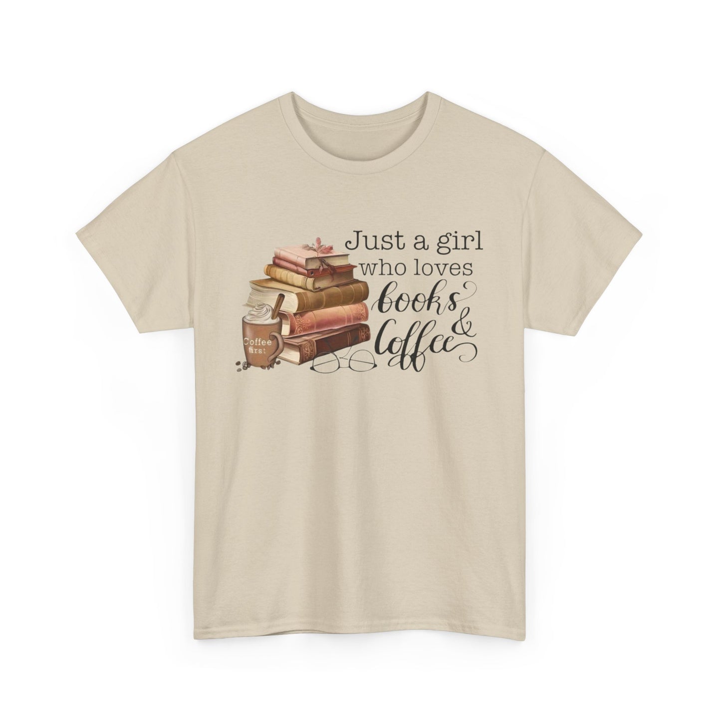 Book Lover's Unisex Tee, Just a Girl Who Loves Books & Coffee Shirt, Cozy Reading Gift, Casual Literary Apparel, Bookworm T-Shirt