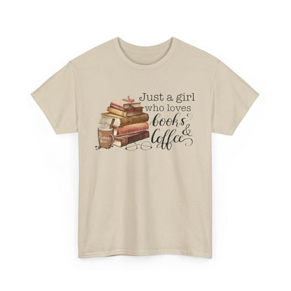 Book Lover's Unisex Tee, Just a Girl Who Loves Books & Coffee Shirt, Cozy Reading Gift, Casual Literary Apparel, Bookworm T-Shirt