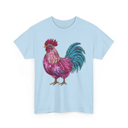 Vibrant Rooster Graphic Tee, Unisex Heavy Cotton Shirt, Farmhouse Clothing, Animal Lover Gift, Casual Tee, Birthday Present
