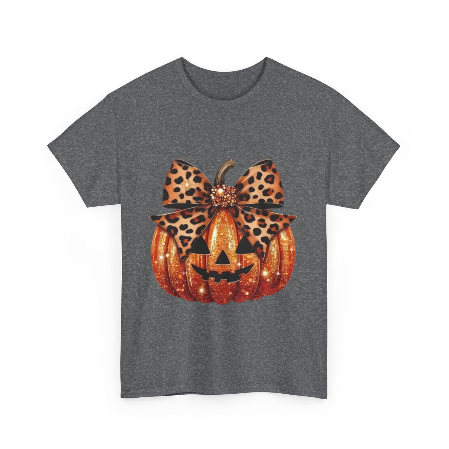 Leopard Bow Pumpkin Tee, Cute Halloween Shirt, Fall Fashion, Unisex Graphic Tee, Autumn Apparel, Pumpkin Lover Gift