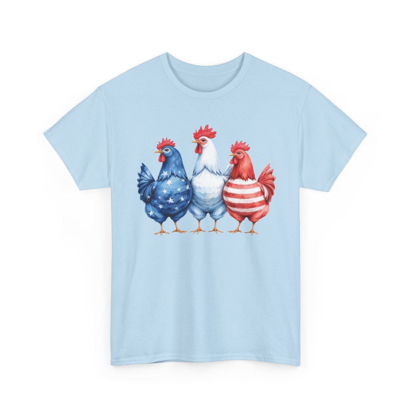 Patriotic Chicken Tee - Cute Farm Animal Shirt, Summer BBQ, Independence Day, Gift for Friends, Unisex Casual Wear