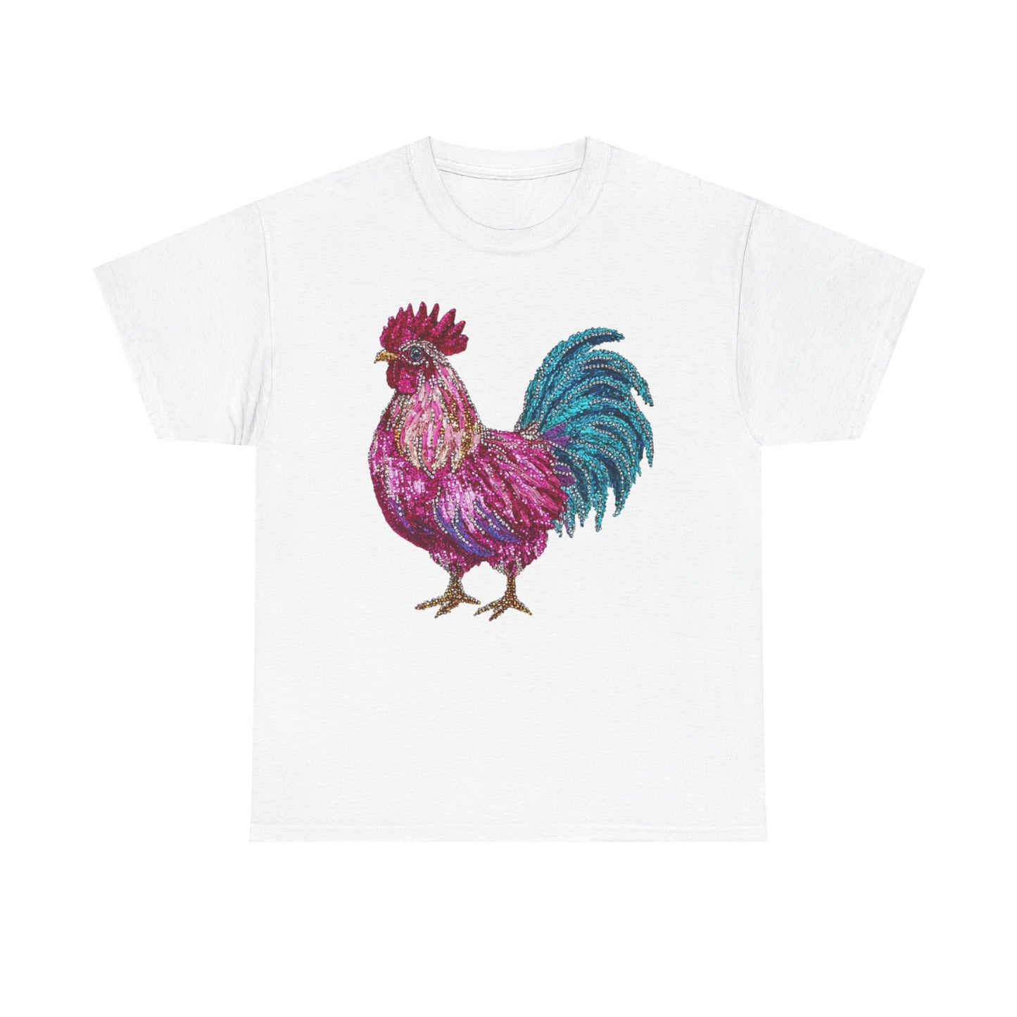 Vibrant Rooster Graphic Tee, Unisex Heavy Cotton Shirt, Farmhouse Clothing, Animal Lover Gift, Casual Tee, Birthday Present