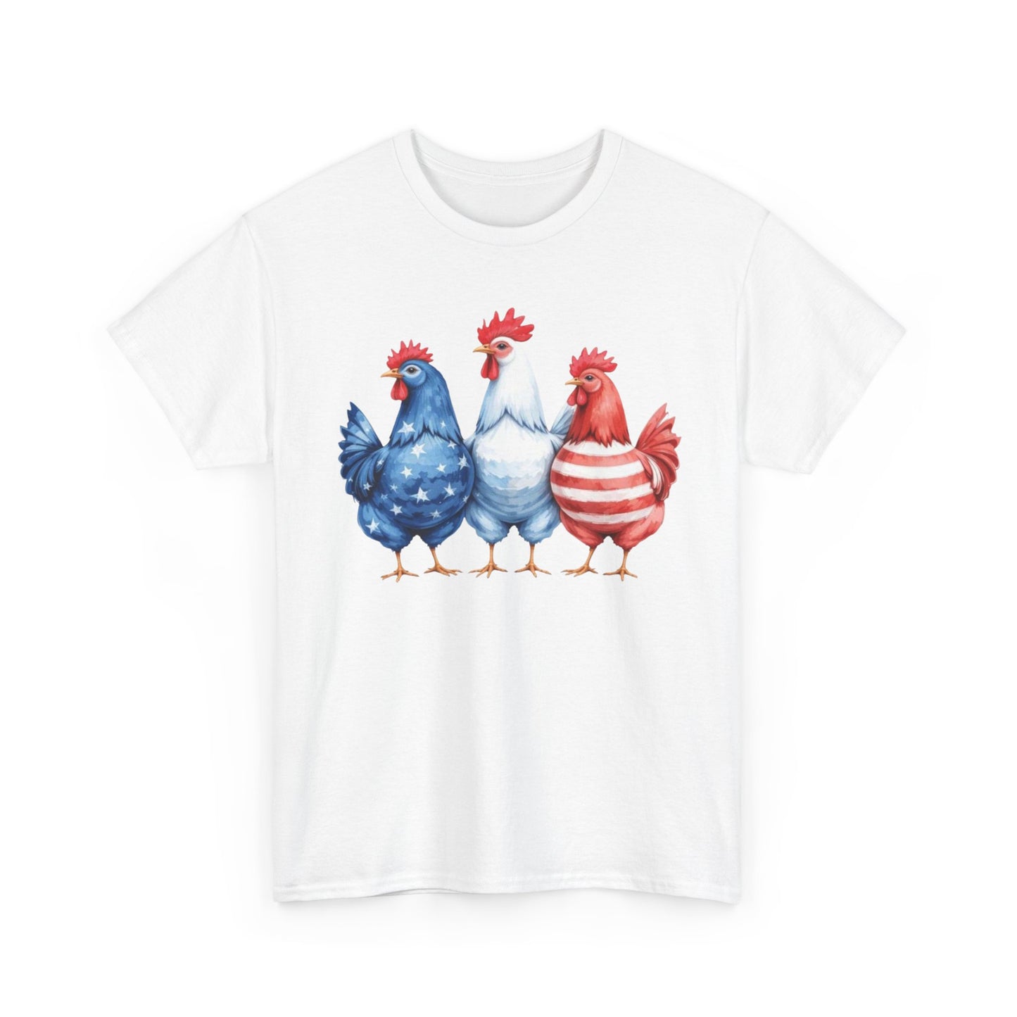 Patriotic Chicken Tee - Cute Farm Animal Shirt, Summer BBQ, Independence Day, Gift for Friends, Unisex Casual Wear