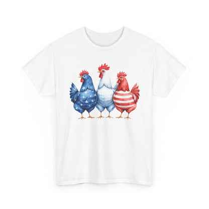 Patriotic Chicken Tee - Cute Farm Animal Shirt, Summer BBQ, Independence Day, Gift for Friends, Unisex Casual Wear