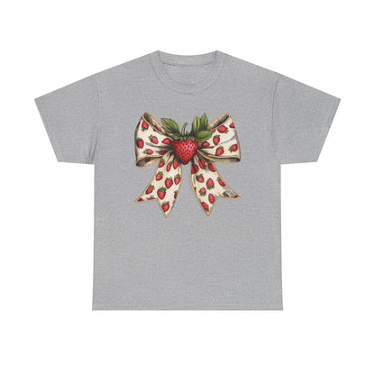 Strawberry Bow Graphic Tee - Cute Summer Shirt, Gift for Her, Berry Lover Apparel, Spring Fashion, Casual Outfit