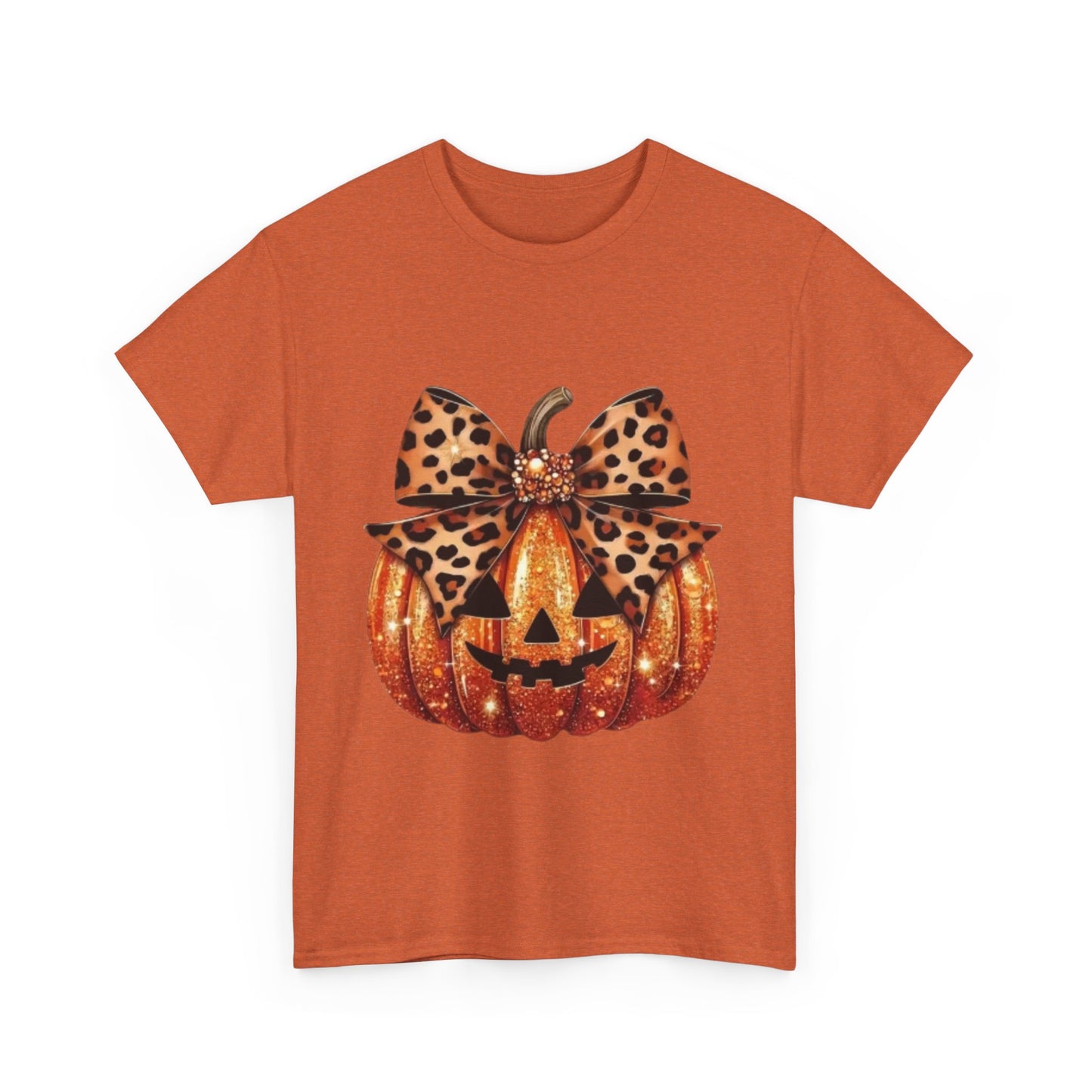Leopard Bow Pumpkin Tee, Cute Halloween Shirt, Fall Fashion, Unisex Graphic Tee, Autumn Apparel, Pumpkin Lover Gift