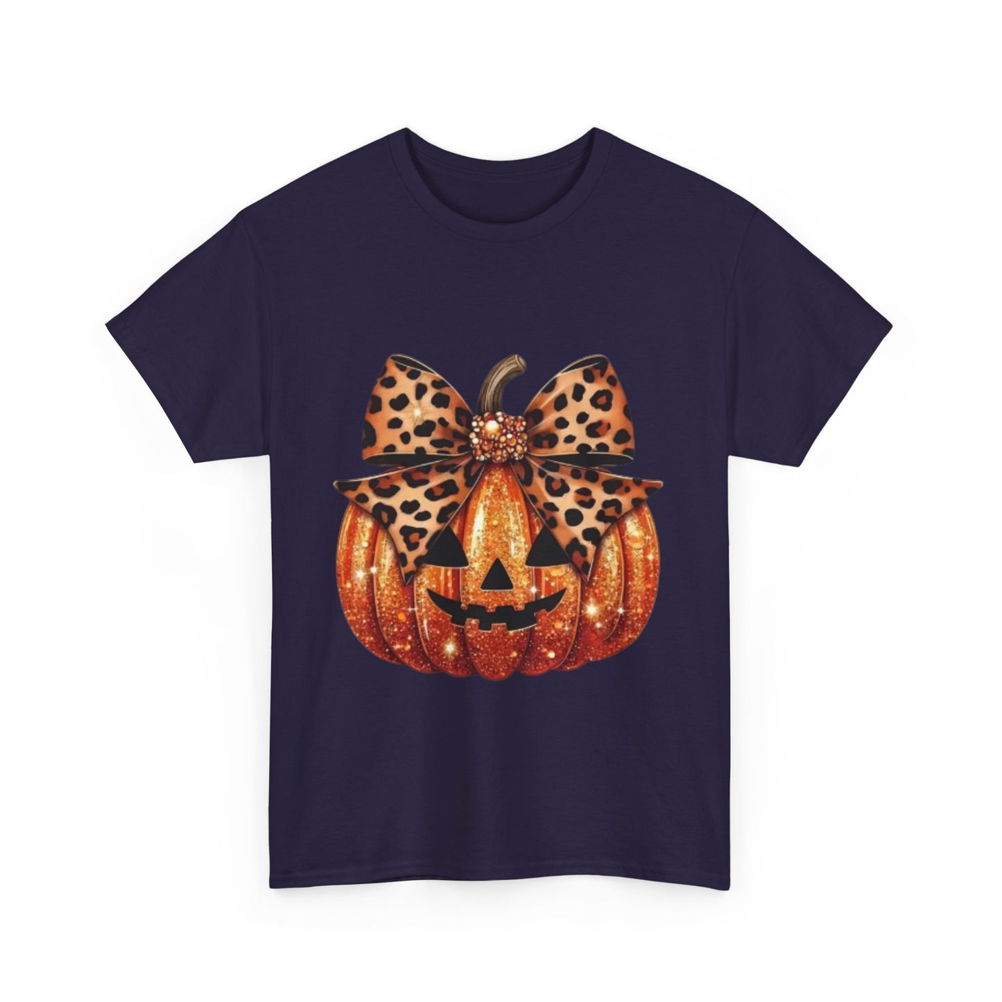 Leopard Bow Pumpkin Tee, Cute Halloween Shirt, Fall Fashion, Unisex Graphic Tee, Autumn Apparel, Pumpkin Lover Gift