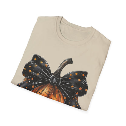 Festive Pumpkin Unisex Softstyle T-Shirt, Fall Fashion Tee, Halloween Shirt, Casual Autumn Wear, Seasonal Gift