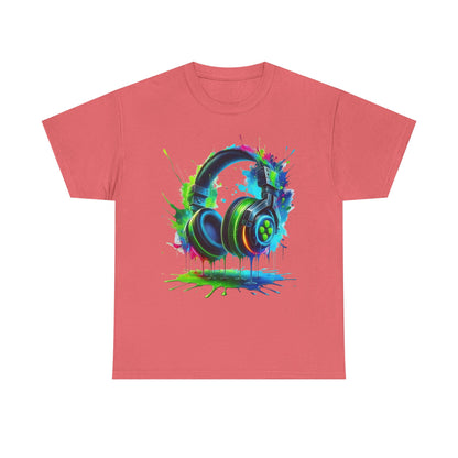 Colorful Headphones Tee, Unisex Music Lover T-Shirt, Perfect Gift for Musicians, Vibrant Graphic Cotton Shirt, Fun Casual Wear