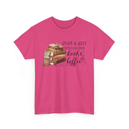 Book Lover's Unisex Tee, Just a Girl Who Loves Books & Coffee Shirt, Cozy Reading Gift, Casual Literary Apparel, Bookworm T-Shirt