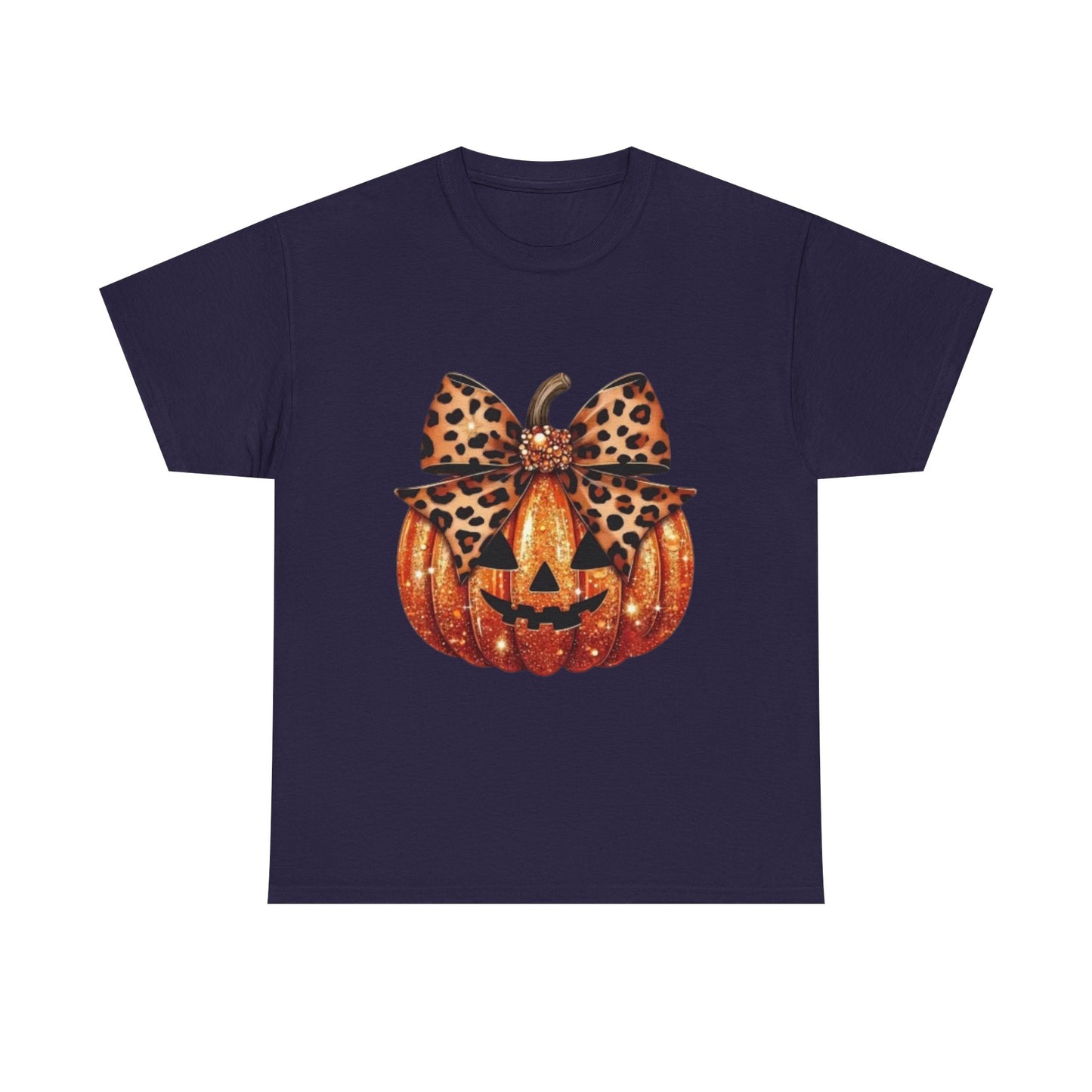 Leopard Bow Pumpkin Tee, Cute Halloween Shirt, Fall Fashion, Unisex Graphic Tee, Autumn Apparel, Pumpkin Lover Gift