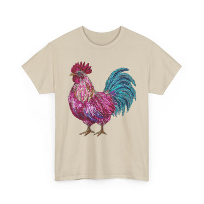 Vibrant Rooster Graphic Tee, Unisex Heavy Cotton Shirt, Farmhouse Clothing, Animal Lover Gift, Casual Tee, Birthday Present