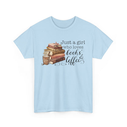 Book Lover's Unisex Tee, Just a Girl Who Loves Books & Coffee Shirt, Cozy Reading Gift, Casual Literary Apparel, Bookworm T-Shirt