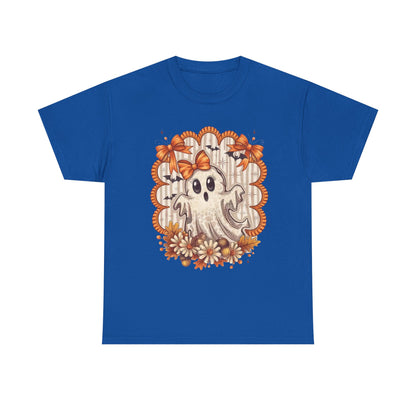 Fall Ghost Unisex Cotton Tee, Halloween Shirt, Autumn Fashion, Cute Ghost Apparel, Gift for Spooky Season