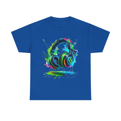 Colorful Headphones Tee, Unisex Music Lover T-Shirt, Perfect Gift for Musicians, Vibrant Graphic Cotton Shirt, Fun Casual Wear