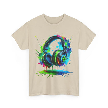 Colorful Headphones Tee, Unisex Music Lover T-Shirt, Perfect Gift for Musicians, Vibrant Graphic Cotton Shirt, Fun Casual Wear