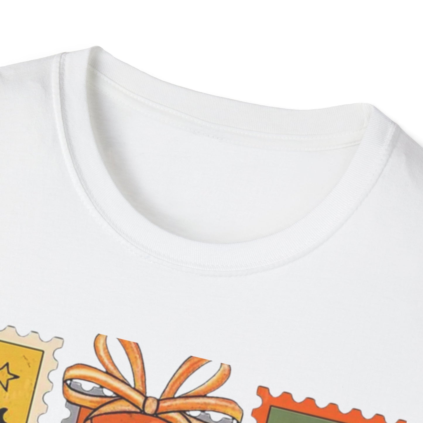 Halloween Themed Unisex Softstyle T-Shirt - Spooky Stamp Design, Fall Fashion, Trick or Treat, Halloween Party, Gift for Ghost Lovers