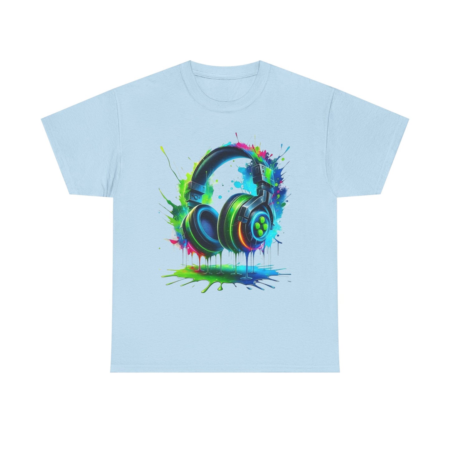 Colorful Headphones Tee, Unisex Music Lover T-Shirt, Perfect Gift for Musicians, Vibrant Graphic Cotton Shirt, Fun Casual Wear