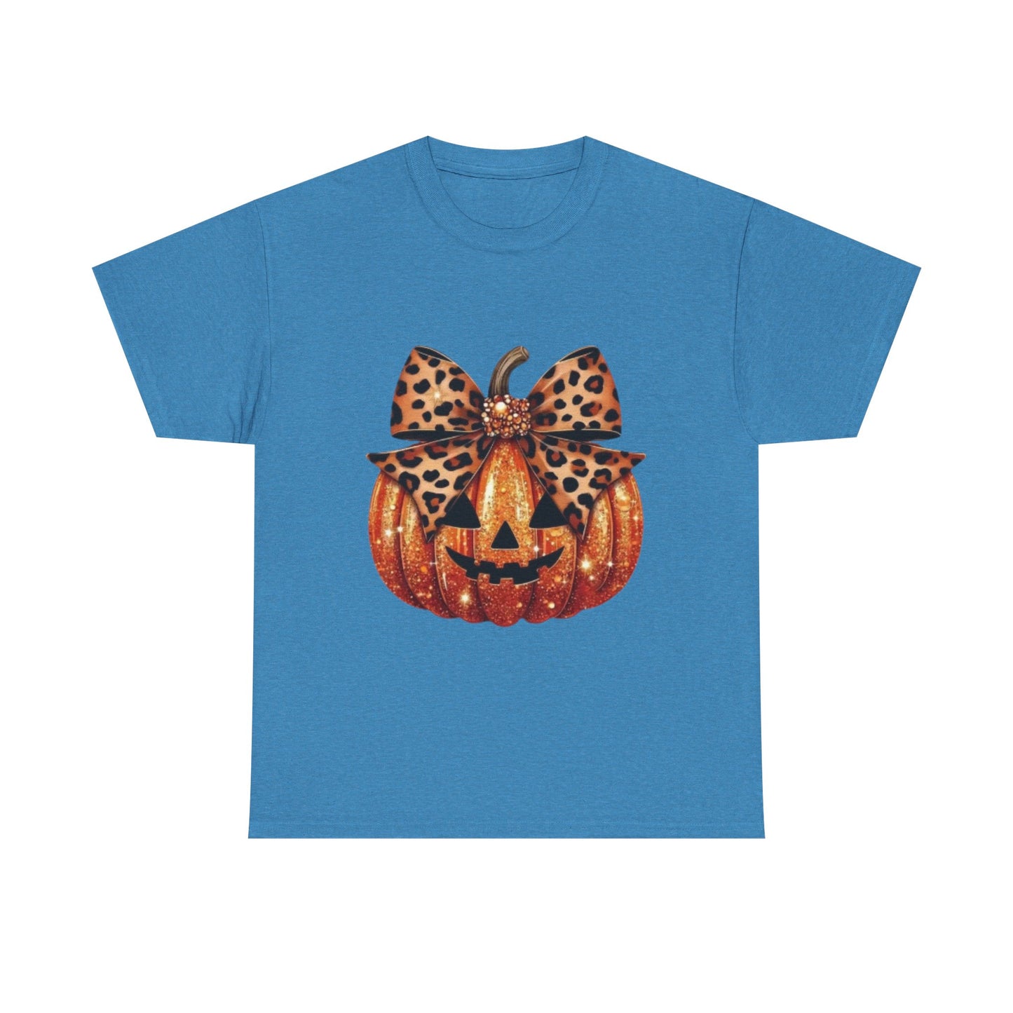 Leopard Bow Pumpkin Tee, Cute Halloween Shirt, Fall Fashion, Unisex Graphic Tee, Autumn Apparel, Pumpkin Lover Gift