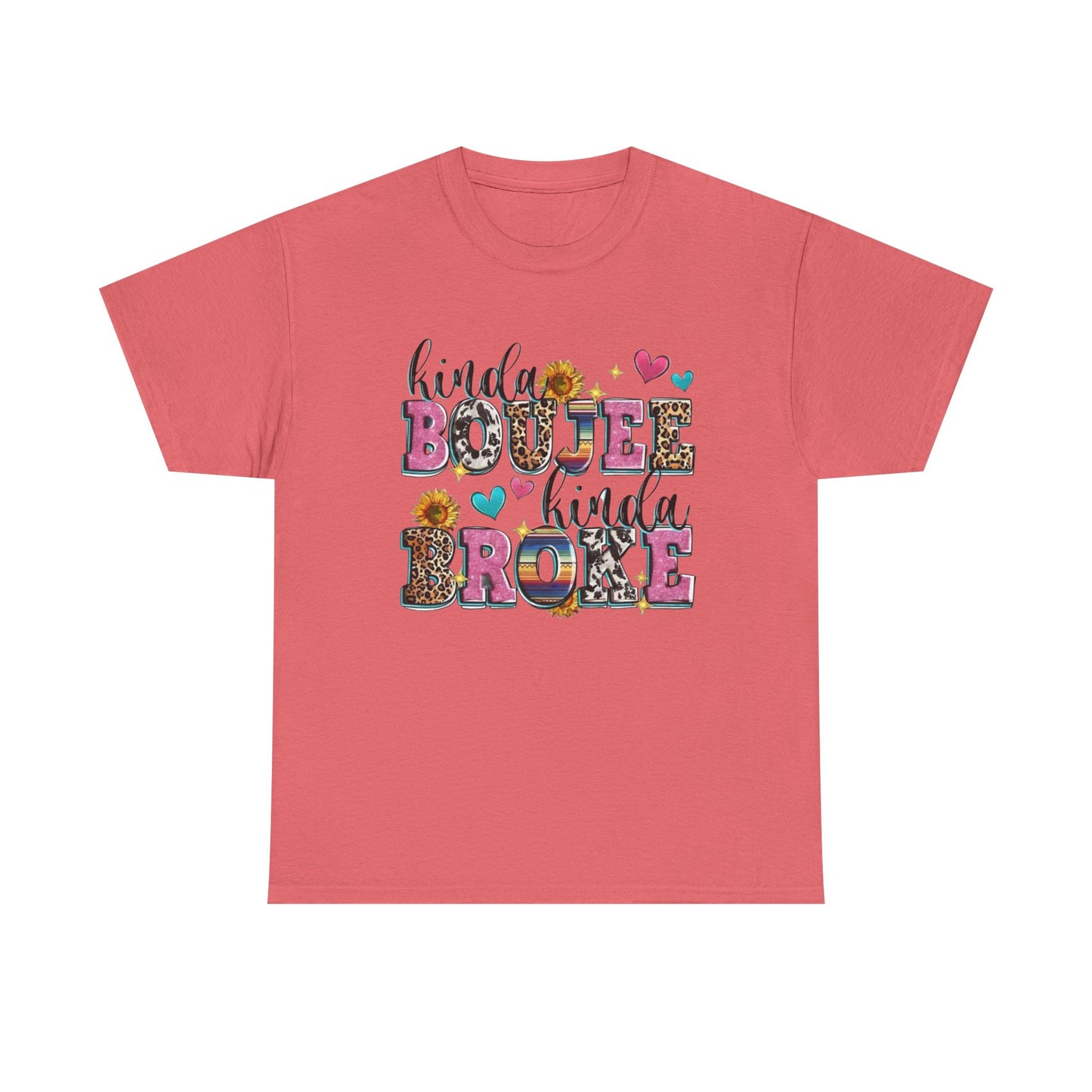 'Kinda Boujee Kinda Broke' Unisex Heavy Cotton Tee, Casual Fashion, Fun Gift for Friends, Birthday, Everyday Wear, Graphic Tee