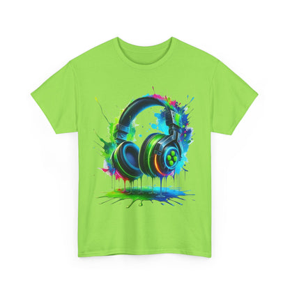 Colorful Headphones Tee, Unisex Music Lover T-Shirt, Perfect Gift for Musicians, Vibrant Graphic Cotton Shirt, Fun Casual Wear