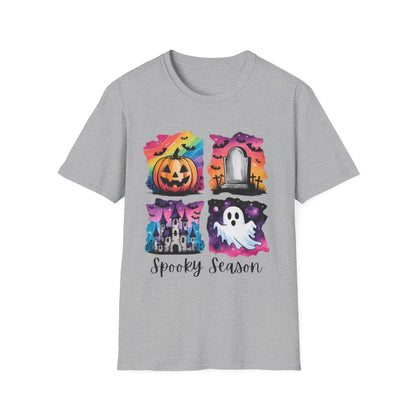 Halloween Graphic Tee, Spooky Season T-Shirt, Unisex Halloween Shirt, Witchy Apparel, October Festive Wear, Ghost and Pumpkin Tee