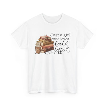 Book Lover's Unisex Tee, Just a Girl Who Loves Books & Coffee Shirt, Cozy Reading Gift, Casual Literary Apparel, Bookworm T-Shirt