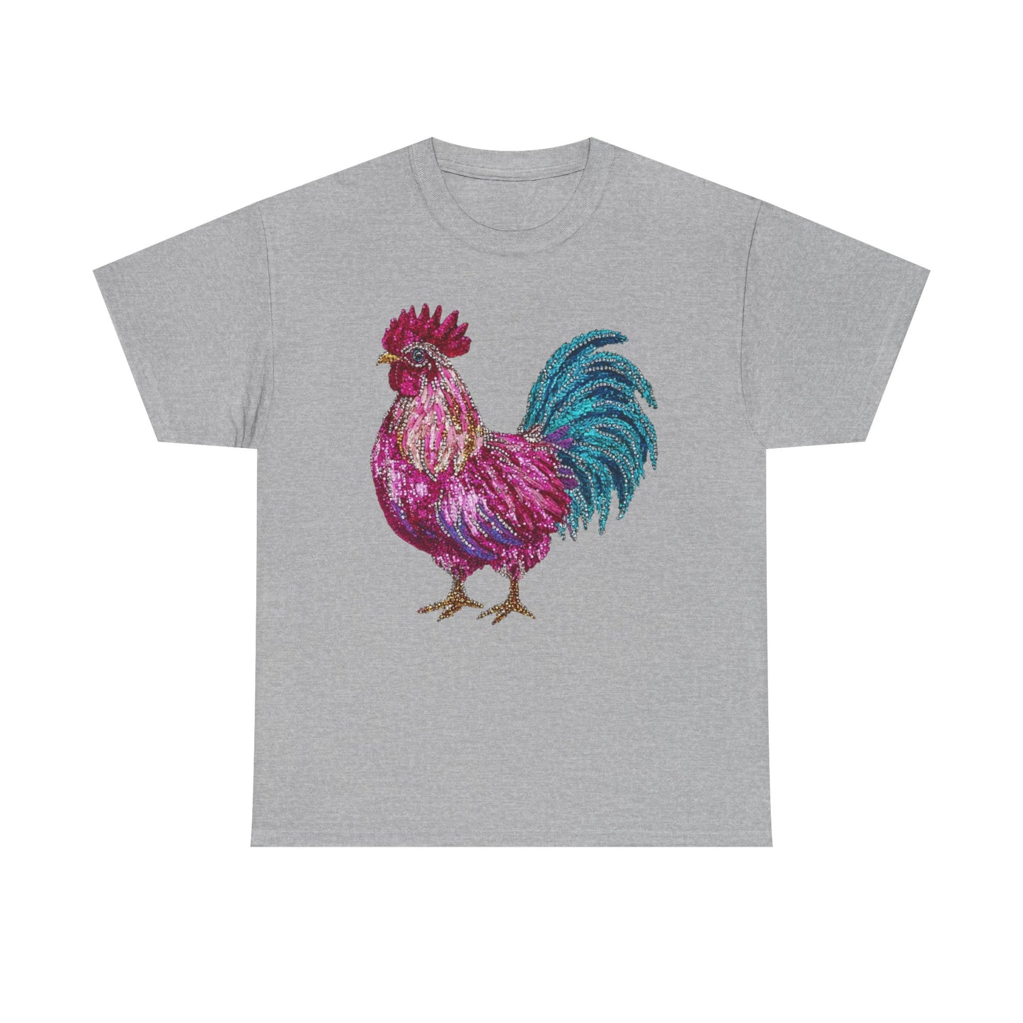 Vibrant Rooster Graphic Tee, Unisex Heavy Cotton Shirt, Farmhouse Clothing, Animal Lover Gift, Casual Tee, Birthday Present