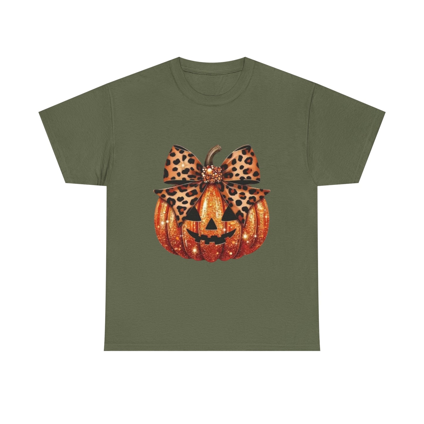 Leopard Bow Pumpkin Tee, Cute Halloween Shirt, Fall Fashion, Unisex Graphic Tee, Autumn Apparel, Pumpkin Lover Gift