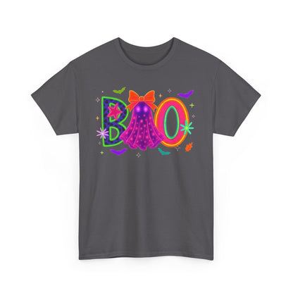 BOO Halloween Unisex Heavy Cotton Tee, Funny Costume Shirt, Ghost Party T-Shirt, Spooky Graphic Tee, Fall Seasonal Apparel