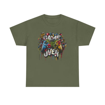 Game Over Unisex Heavy Cotton Tee, Gamer Shirt, Video Game Apparel, Casual Wear, Perfect Gift for Gamers, Birthday Gift, Fun Tee