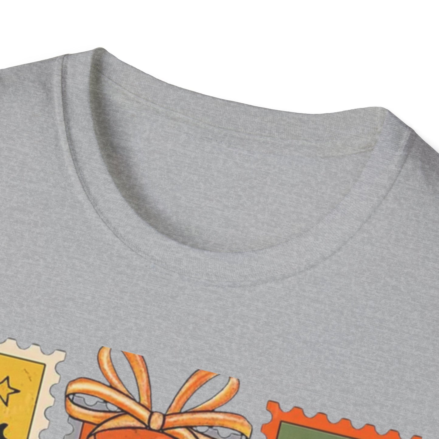 Halloween Themed Unisex Softstyle T-Shirt - Spooky Stamp Design, Fall Fashion, Trick or Treat, Halloween Party, Gift for Ghost Lovers