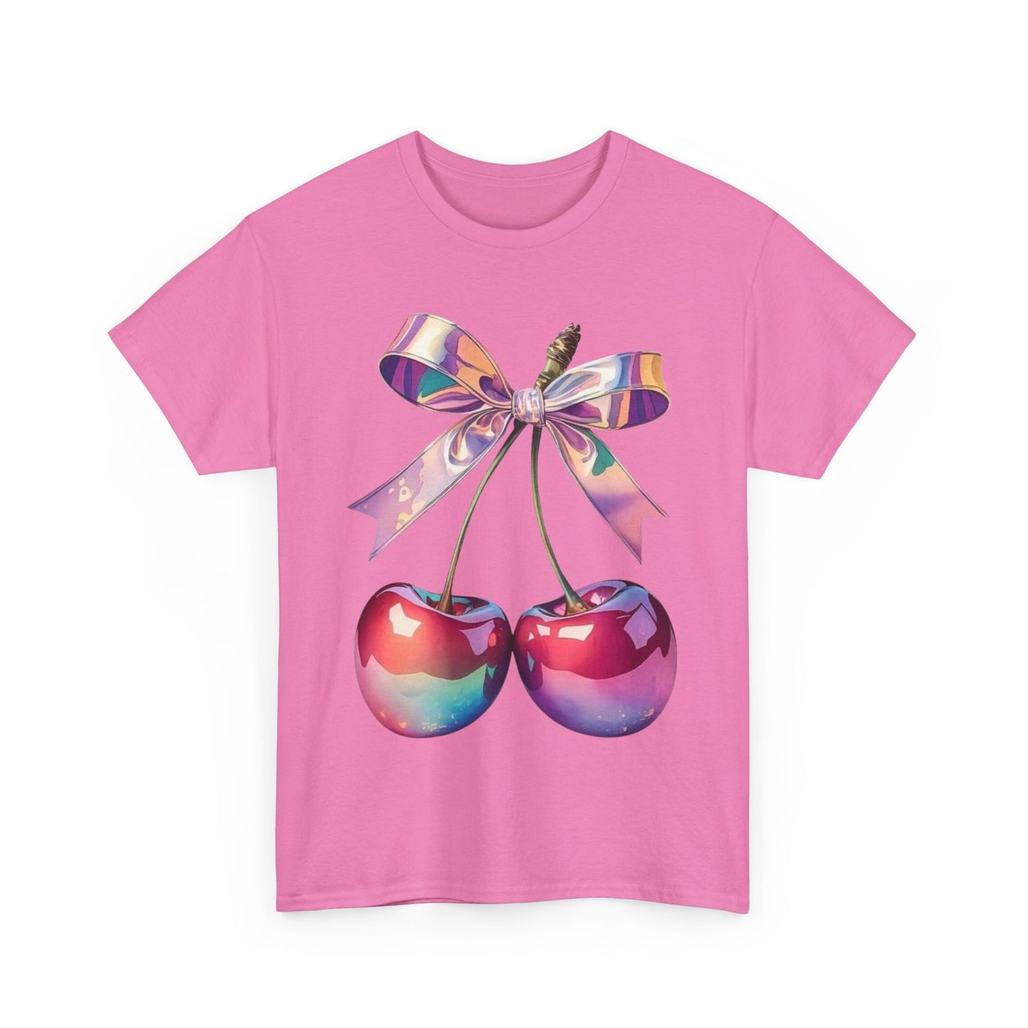 Sweet Cherry Ribbon Tee, Cute Casual Wear, Gift for Fruit Lovers, Summer Vibe Shirt, Festival Outfit, Unisex Graphic T-Shirt