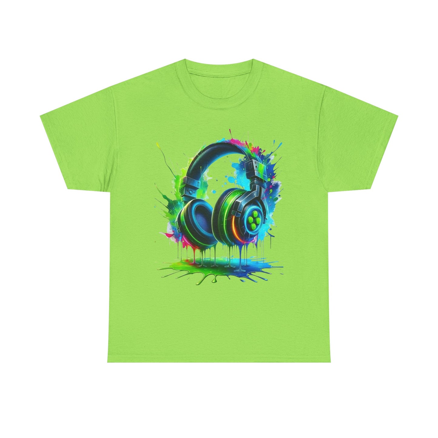 Colorful Headphones Tee, Unisex Music Lover T-Shirt, Perfect Gift for Musicians, Vibrant Graphic Cotton Shirt, Fun Casual Wear