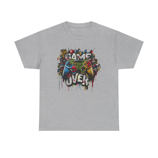 Game Over Unisex Heavy Cotton Tee, Gamer Shirt, Video Game Apparel, Casual Wear, Perfect Gift for Gamers, Birthday Gift, Fun Tee